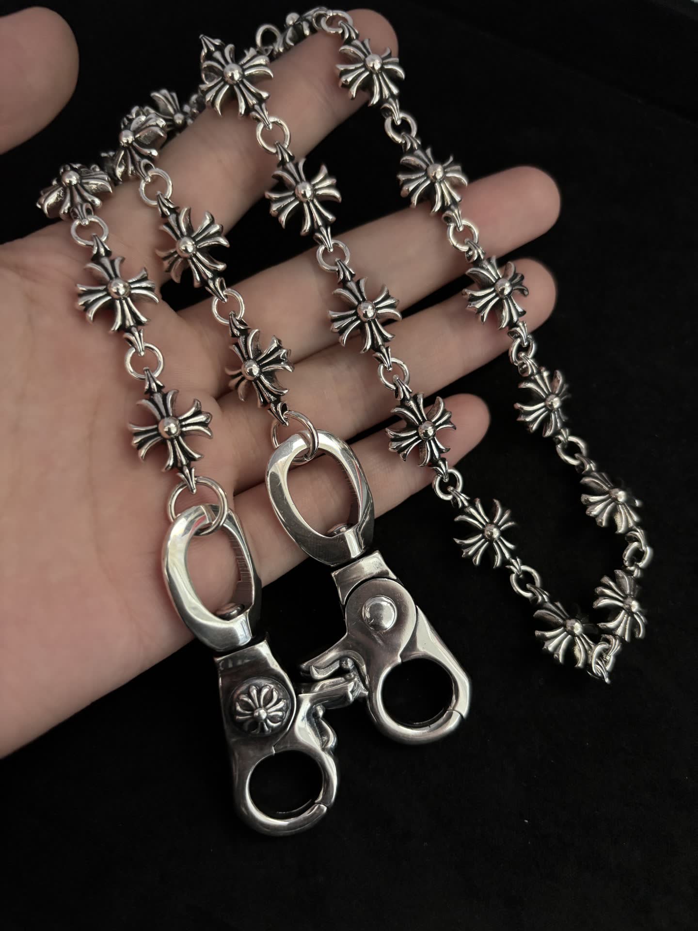 Chrome Hearts Silver Flower Chain with Lobster Clasps